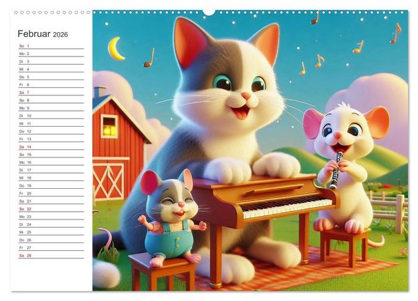 Produktbild: Musikalische Waldtiere (hochwertiger Premium Wandkalender 2026 DIN A2 quer), Kunstdruck in Hochglanz
