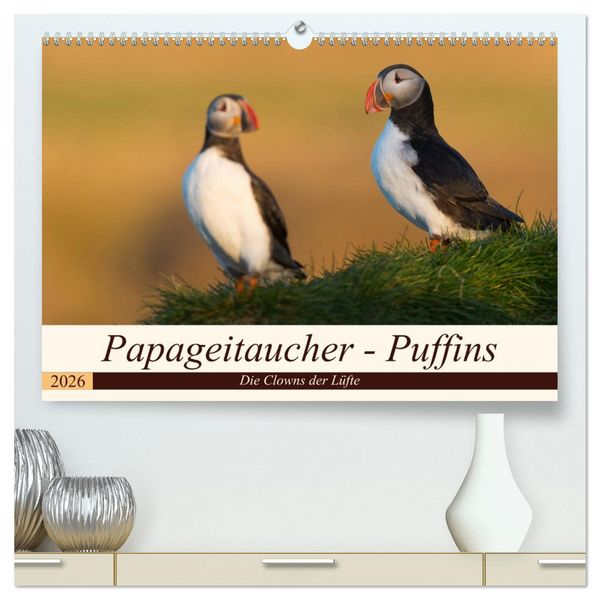 Produktbild: Papageitaucher - Puffins (hochwertiger Premium Wandkalender 2026 DIN A2 quer), Kunstdruck in Hochglanz