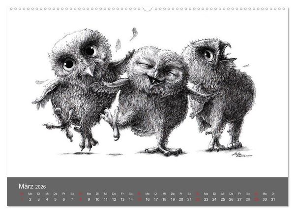 Produktbild: owls & friends 2026 (hochwertiger Premium Wandkalender 2026 DIN A2 quer), Kunstdruck in Hochglanz