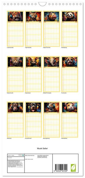 Produktbild: Familienplaner 2026 - Musik Safari mit 5 Spalten (Wandkalender, 21 x 45 cm) CALVENDO