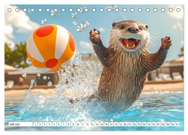 Produktbild: Otterwegs - 12 Monate tierischer Urlaubsspa&szlig; (Tischkalender 2026 DIN A5 quer), CALVENDO Monatskalender