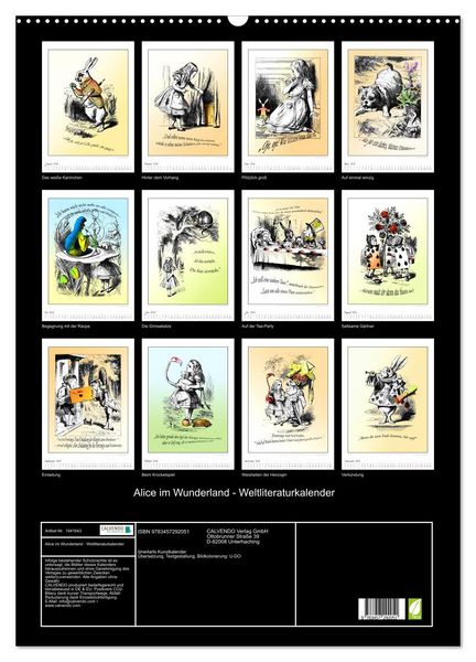 Produktbild: Alice im Wunderland - Weltliteraturkalender (Wandkalender 2026 DIN A2 hoch), CALVENDO Monatskalender