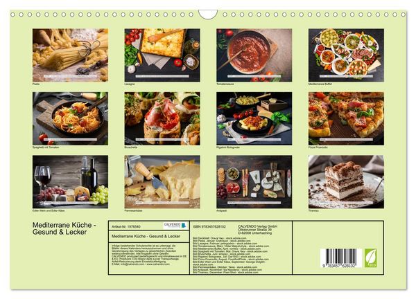 Produktbild: Mediterrane K&uuml;che - Gesund & Lecker (Wandkalender 2026 DIN A3 quer), CALVENDO Monatskalender
