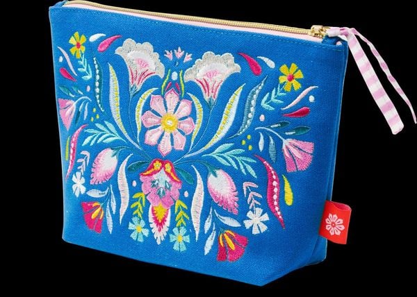 Produktbild: Fiesta del Sol Accessoirestasche bestickt, 18 x 24 cm, k&ouml;nigsblau