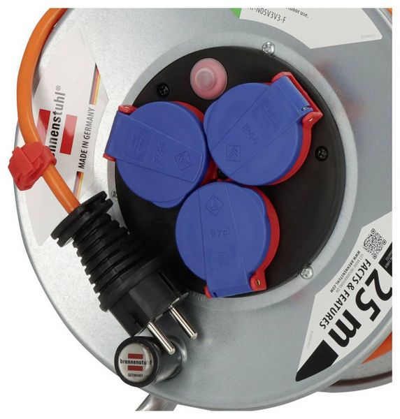 Produktbild: Brennenstuhl 1198740 Kabeltrommel 25 m Orange Schutzkontakt-Stecker
