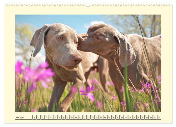 Produktbild: Edle Weimaraner. Loyale Silberseelen im Licht der Natur (Wandkalender 2026 DIN A2 quer), CALVENDO Monatskalender