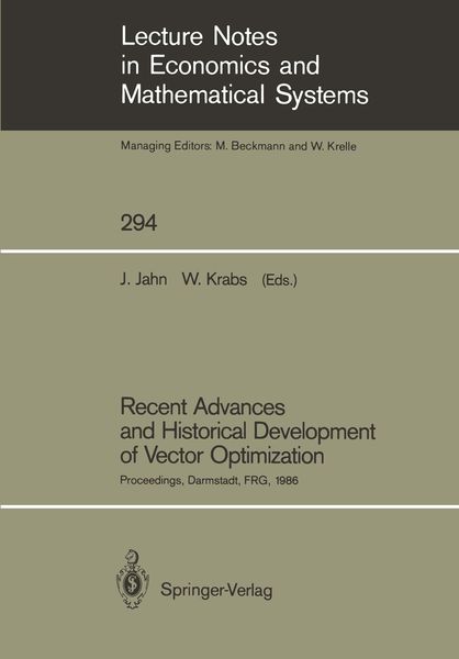 Produktbild: Recent Advances and Historical Development of Vector Optimization