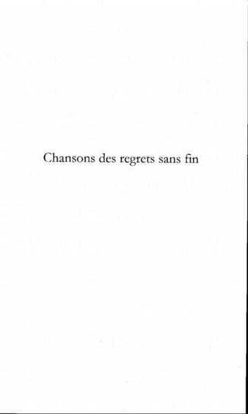 Produktbild: Chanson des regrets sans fin et autres poemes