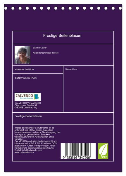 Produktbild: Frostige Seifenblasen (Tischkalender 2026 DIN A5 hoch), CALVENDO Monatskalender