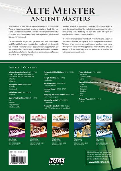 Produktbild: Alte Meister f&uuml;r Querfl&ouml;te und Klavier/Orgel
