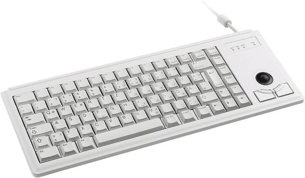 CHERRY Compact-Keyboard G84-4400 PS2 Tastatur Deutsch, QWERTZ Grau Integrierter Trackball, Maustasten, 19' Anwendungen