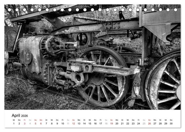 Produktbild: Unter Dampf - Eisenbahnromantik in schwarz-wei&szlig; (Tischkalender 2026 DIN A5 quer), CALVENDO Monatskalender