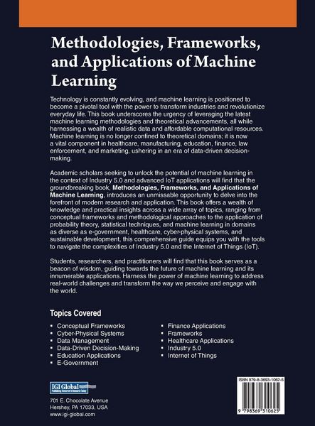 Produktbild: Methodologies, Frameworks, and Applications of Machine Learning