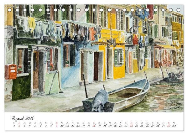 Produktbild: Venedig in stillen Aquarellen (Tischkalender 2026 DIN A5 quer), CALVENDO Monatskalender