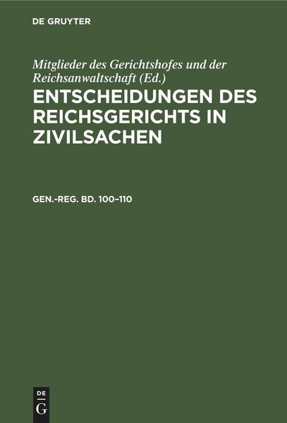 Produktbild: Generalregister zum 100-110 Bande