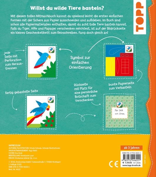Das Verbastelbuch für die Allerkleinsten. Schneiden und Kleben. Zootiere