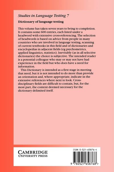 Produktbild: Dictionary of Language Testing