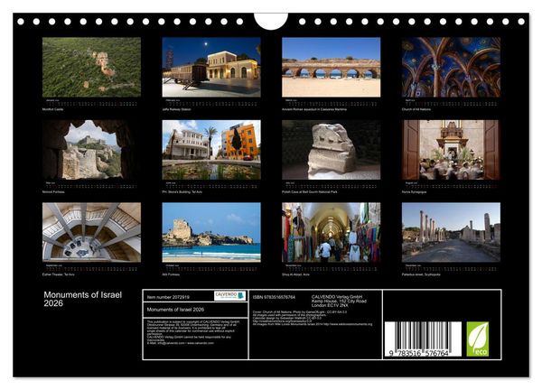 Produktbild: Monuments of Israel 2026 (Wall Calendar 2026 DIN A4 landscape), CALVENDO 12 Month Wall Calendar