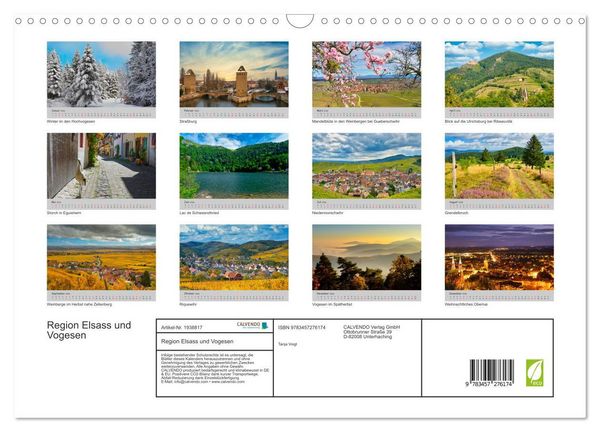 Produktbild: Region Elsass und Vogesen (Wandkalender 2026 DIN A3 quer), CALVENDO Monatskalender
