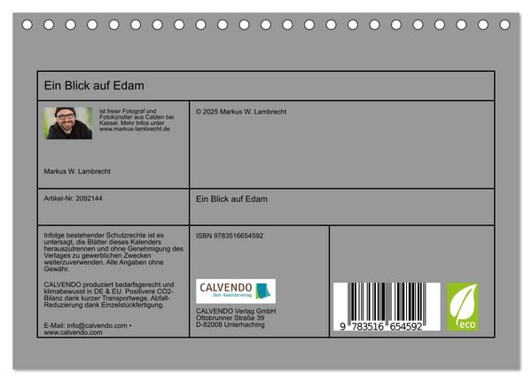 Produktbild: Ein Blick auf Edam (Tischkalender 2026 DIN A5 quer), CALVENDO Monatskalender