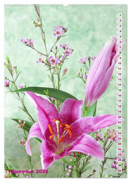 Produktbild: Lilien-Eleganz (hochwertiger Premium Wandkalender 2026 DIN A2 hoch), Kunstdruck in Hochglanz