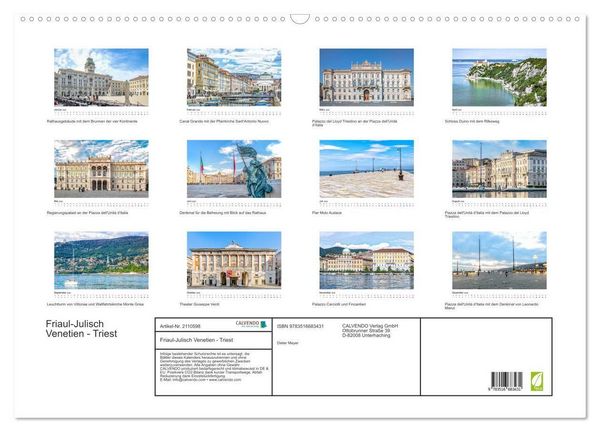 Produktbild: Friaul-Julisch Venetien - Triest (Wandkalender 2026 DIN A2 quer), CALVENDO Monatskalender
