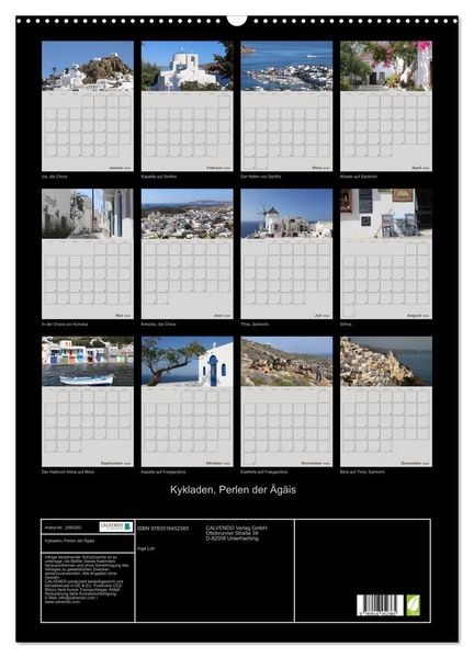 Produktbild: Kykladen, Perlen der &Auml;g&auml;is (Wandkalender 2026 DIN A2 hoch), CALVENDO Monatskalender