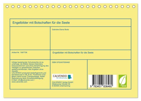 Produktbild: Engelbilder mit Botschaften f&uuml;r die Seele (Tischkalender 2026 DIN A5 quer), CALVENDO Monatskalender