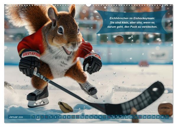 Produktbild: Der tierisch lustige Eishockey Kalender (Wandkalender 2026 DIN A2 quer), CALVENDO Monatskalender