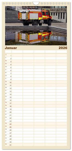 Produktbild: Familienplaner 2026 - Unimog bei der Feuerwehr mit 5 Spalten (Wandkalender, 21 x 45 cm) CALVENDO