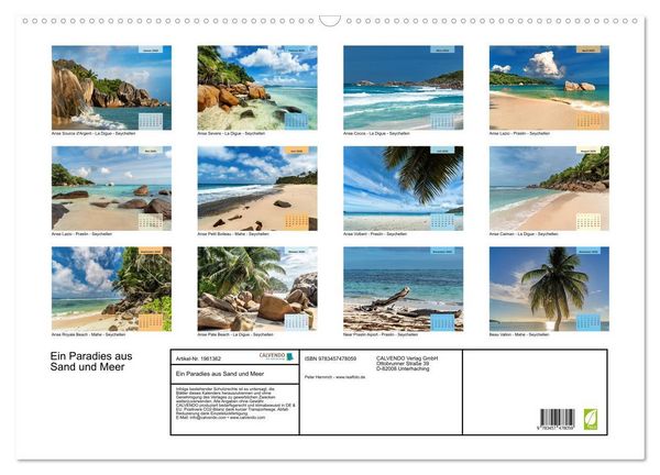 Produktbild: Ein Paradies aus Sand und Meer (Wandkalender 2026 DIN A2 quer), CALVENDO Monatskalender