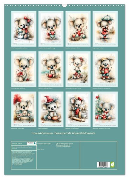 Produktbild: Koala-Abenteuer. Bezaubernde Aquarell-Momente (Wandkalender 2026 DIN A2 hoch), CALVENDO Monatskalender