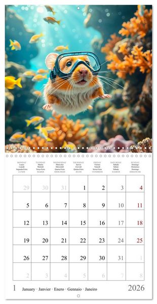 Produktbild: On holiday with AI hamsters (Wall Calendar 2026 12 &times; 12 Inch) CALVENDO 12 Month Wall Calendar