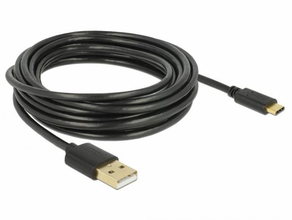 Produktbild: Delock USB-Kabel USB 2.0 USB-A Stecker, USB-C&reg; Stecker 4.00m Schwarz 83669