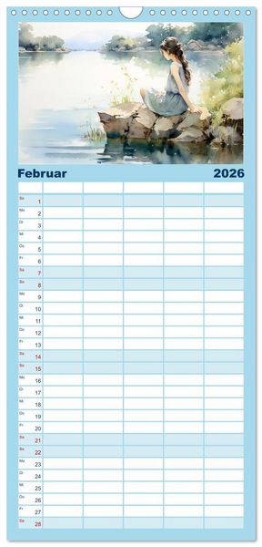 Produktbild: Familienplaner 2026 - Neulich am Wasser mit 5 Spalten (Wandkalender, 21 x 45 cm) CALVENDO