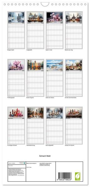 Produktbild: Familienplaner 2026 - Schach Matt mit 5 Spalten (Wandkalender, 21 x 45 cm) CALVENDO