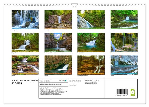 Produktbild: Rauschende Wildb&auml;che im Allg&auml;u (Wandkalender 2026 DIN A3 quer), CALVENDO Monatskalender