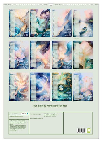 Produktbild: Der feminine Affirmationskalender (Wandkalender 2026 DIN A2 hoch), CALVENDO Monatskalender