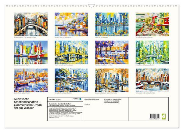 Produktbild: Kubistische Stadtlandschaften - Geometrische Urban Art am Wasser (Wandkalender 2026 DIN A2 quer), CALVENDO Monatskalender