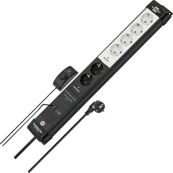 Produktbild: Brennenstuhl 1951560103 Steckdosenleiste mit Schalter 6fach Schwarz, Lichtgrau Schutzkontakt 1 St.