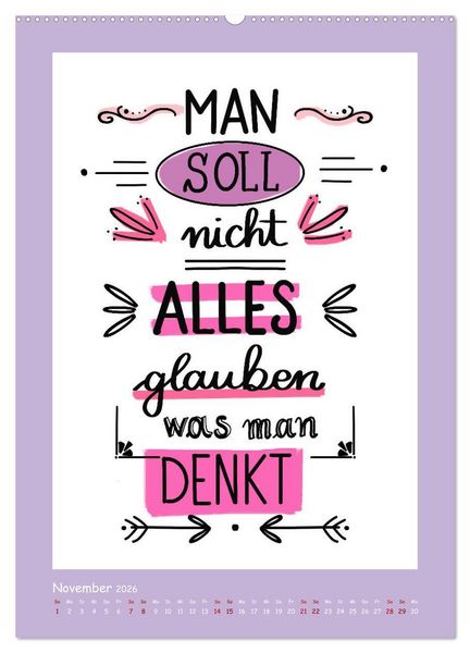 Produktbild: Nachgedacht-Spr&uuml;che und Zitate (Wandkalender 2026 DIN A2 hoch), CALVENDO Monatskalender