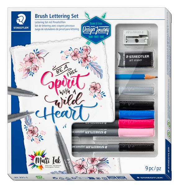 Produktbild: STAEDTLER Schreib- und Zeichbedarf pigment brush Lettering Set Design Journey, 9er Set