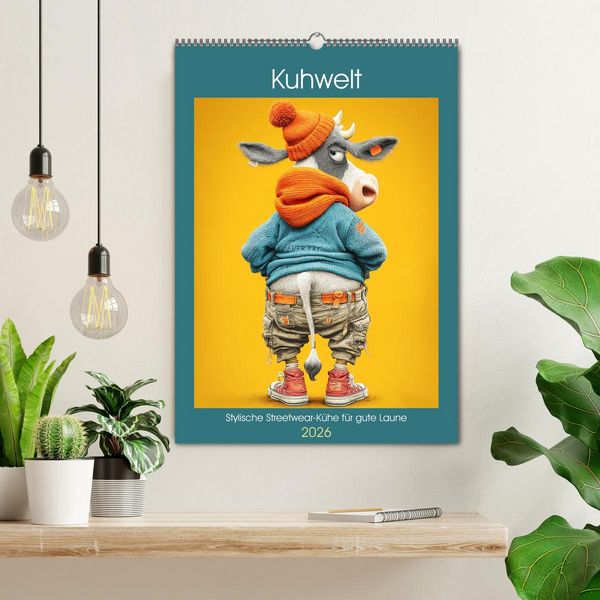 Produktbild: Kuhwelt. Stylische Streetwear-K&uuml;he f&uuml;r gute Laune (Wandkalender 2026 DIN A2 hoch), CALVENDO Monatskalender