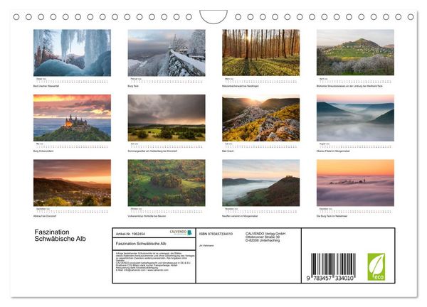 Produktbild: Faszination Schw&auml;bische Alb (Wandkalender 2026 DIN A4 quer), CALVENDO Monatskalender