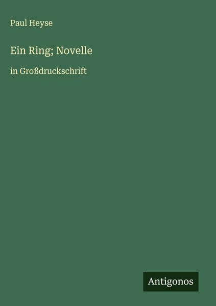 Produktbild: Ein Ring; Novelle