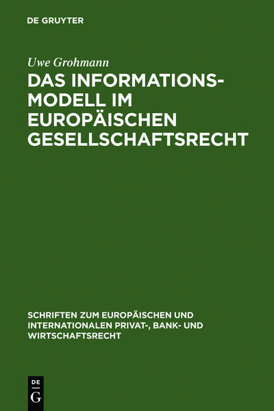 Produktbild: Das Informationsmodell im Europ&auml;ischen Gesellschaftsrecht