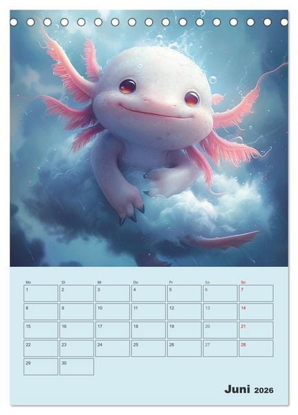 Produktbild: Axolotl. Lustiger Schwanzlurch mit Superkr&auml;ften (Tischkalender 2026 DIN A5 hoch), CALVENDO Monatskalender