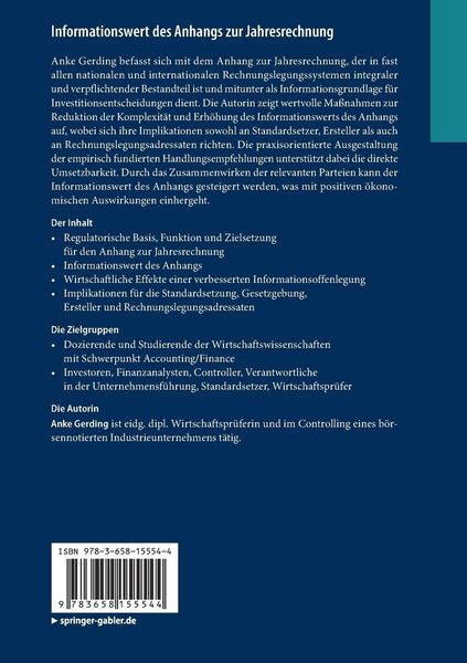 Produktbild: Informationswert des Anhangs zur Jahresrechnung