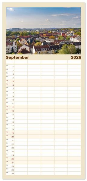 Produktbild: Familienplaner 2026 - Kassel - wundersch&ouml;ne Stadt in Nordhessen mit 5 Spalten (Wandkalender, 21 x 45 cm) CALVENDO