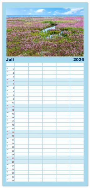 Produktbild: Familienplaner 2026 - Buntes und bl&uuml;hendes Borkum mit 5 Spalten (Wandkalender, 21 x 45 cm) CALVENDO
